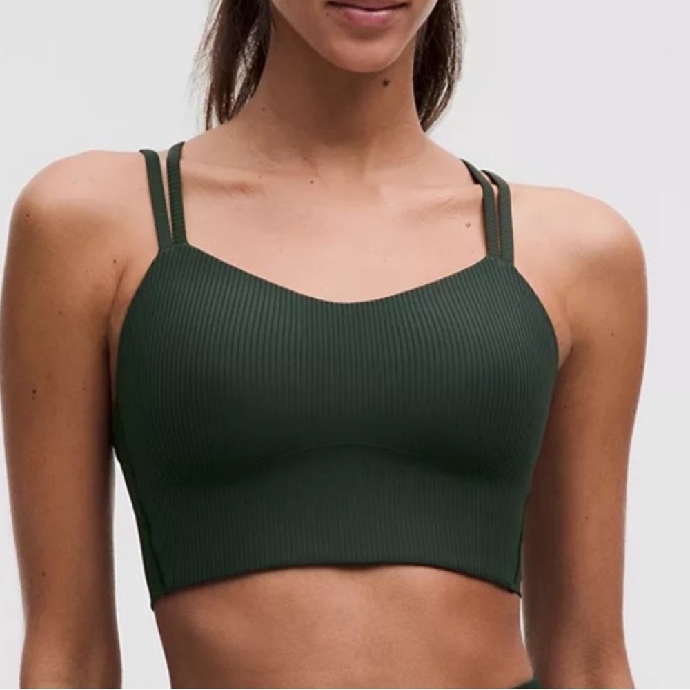 Lululemon Like A Cloud Longline Ribbed Bra in Rainforest Green Sz 6